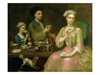 A Family of Three at Tea - circa 1727- by Johann Zoffany
